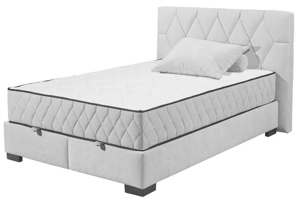 POSTELJA Z VZMETNICO 140 cm x 200 cm , tekstil, leseni material svetlo siva