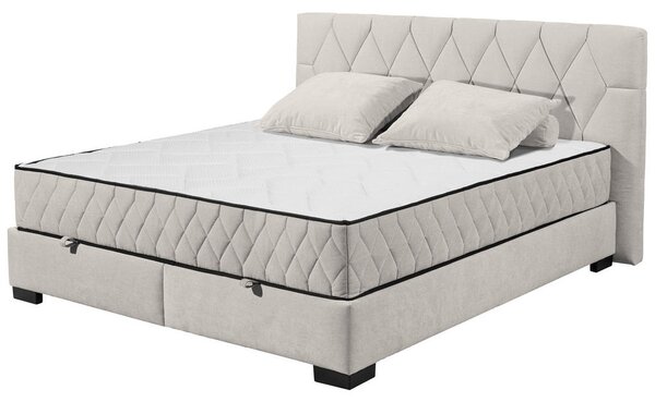 POSTELJA Z VZMETNICO 180 cm x 200 cm , tekstil, leseni material bež
