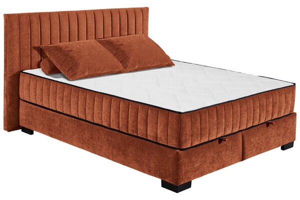 POSTELJA Z VZMETNICO 160 cm x 200 cm , tekstil, leseni material barve konjaka