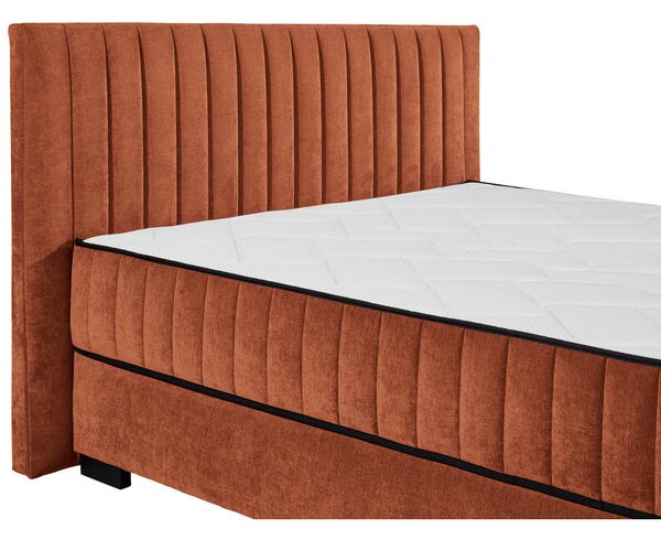 POSTELJA Z VZMETNICO 160 cm x 200 cm , tekstil, leseni material barve konjaka