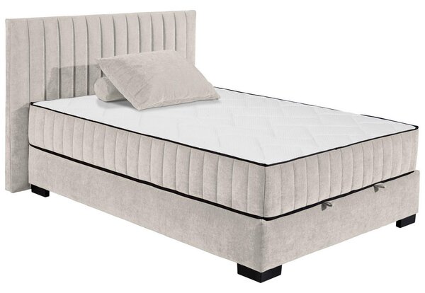 POSTELJA Z VZMETNICO 140 cm x 200 cm , tekstil, leseni material bež