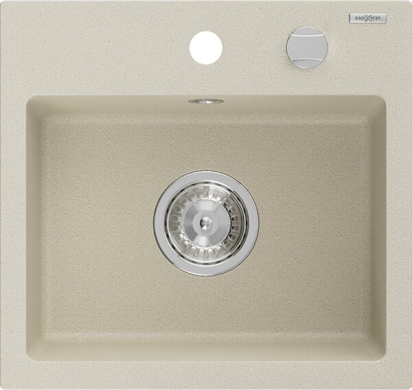 Mexen Milo granitno pomivalno korito z eno posodo 435 x 410 mm, bež, sifon krom - 6505441000-69