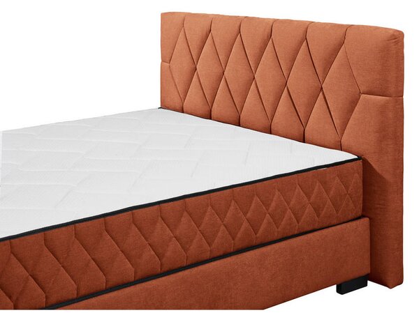 POSTELJA Z VZMETNICO 160 cm x 200 cm , leseni material, tekstil barve konjaka