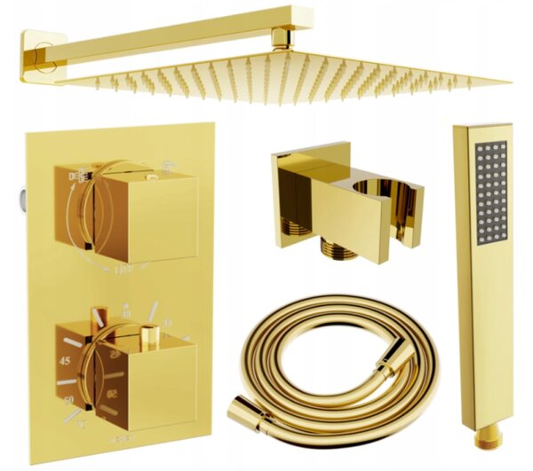 Mexen Cube DR02 podometni pršni komplet z deževnikom 25 cm, zlati - 77502DR0225-50