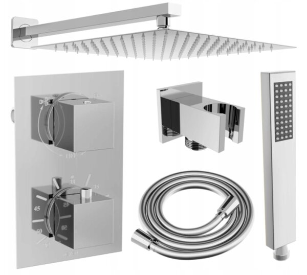 Mexen Cube DR02 podometni tuš komplet z deževnikom 30 cm, krom - 77502DR0230-00