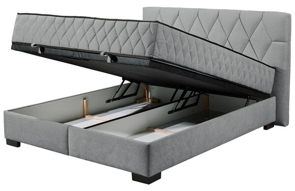 POSTELJA Z VZMETNICO 160 cm x 200 cm , tekstil, leseni material antracit