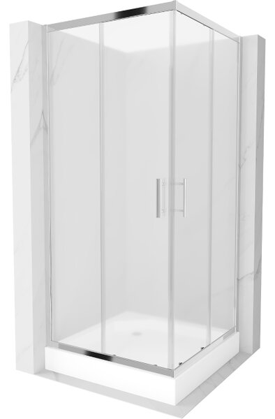 Mexen Rio kvadratna pršna kabina 90 x 90 cm, zmrzal, krom + kad, bela - 860-090-090-01-30-4510