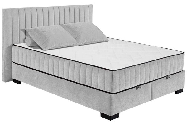 POSTELJA Z VZMETNICO 160 cm x 200 cm , tekstil, leseni material svetlo siva