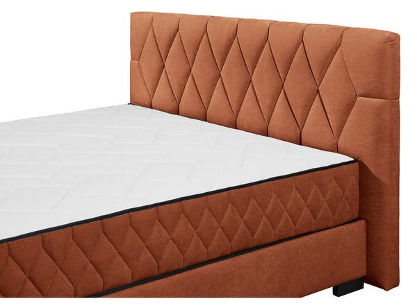 POSTELJA Z VZMETNICO 180 cm x 200 cm , tekstil, leseni material barve konjaka