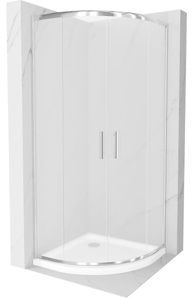 Mexen Rio polkrožna tuš kabina 80 x 80 cm, mraz, krom + pladenj Flat, bela - 863-080-080-01-30-4110