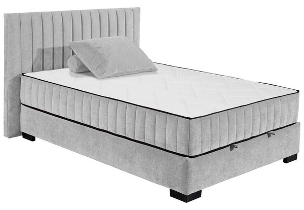 POSTELJA Z VZMETNICO 140 cm x 200 cm , tekstil, leseni material svetlo siva