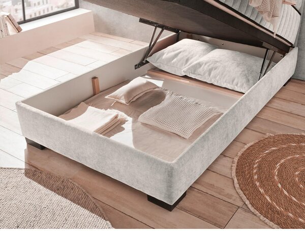 POSTELJA Z VZMETNICO 120 cm x 200 cm , tekstil, leseni material bež