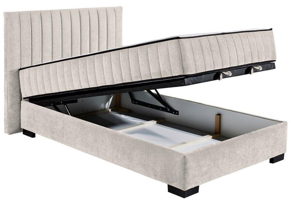 POSTELJA Z VZMETNICO 120 cm x 200 cm , tekstil, leseni material bež