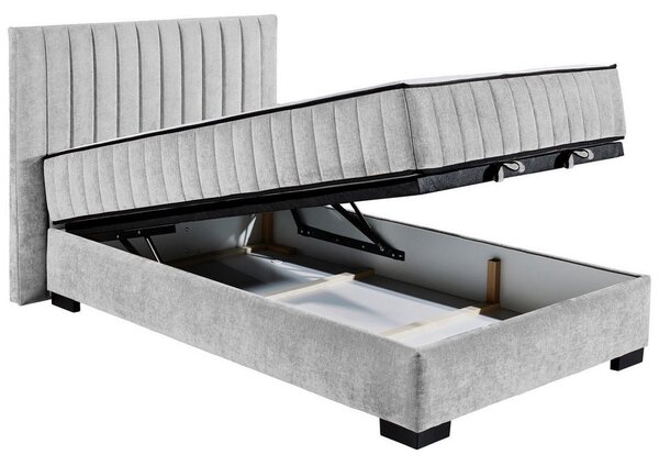 POSTELJA Z VZMETNICO 120 cm x 200 cm , tekstil, leseni material svetlo siva
