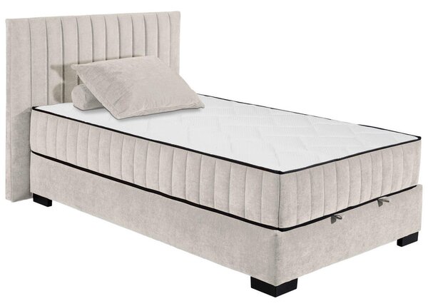 POSTELJA Z VZMETNICO 120 cm x 200 cm , tekstil, leseni material bež