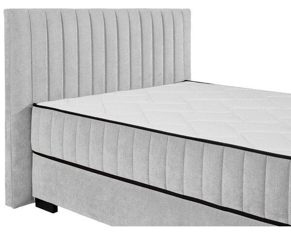 POSTELJA Z VZMETNICO 140 cm x 200 cm , tekstil, leseni material svetlo siva