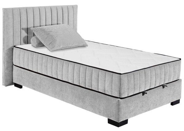 POSTELJA Z VZMETNICO 120 cm x 200 cm , tekstil, leseni material svetlo siva