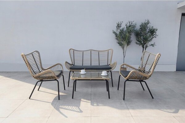 Acamp Lounge Garnitura Korfu, 4-Delni Set, Temno Siva