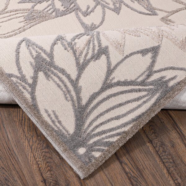 PREPROGA ZA ZUNANJO UPORABO Floral 80/150 cm tkano krem barve, bež