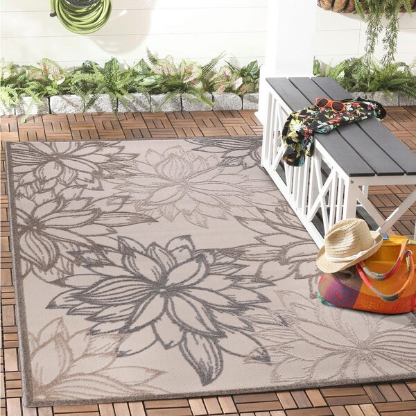 PREPROGA ZA ZUNANJO UPORABO Floral 80/150 cm tkano krem barve, bež
