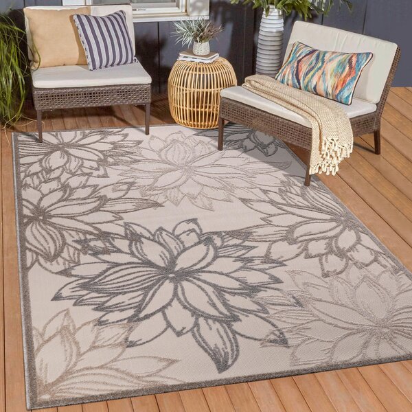 PREPROGA ZA ZUNANJO UPORABO Floral 80/150 cm tkano krem barve, bež