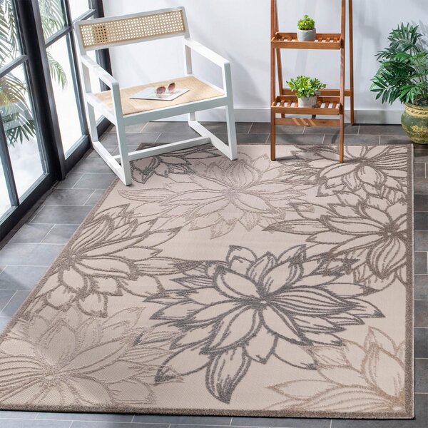 PREPROGA ZA ZUNANJO UPORABO Floral 80/150 cm tkano krem barve, bež