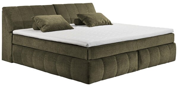 POSTELJA BOXSPRING 200 cm x 240 cm , tekstil, leseni material zelena