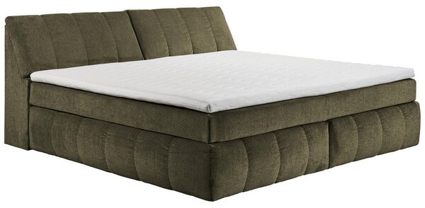 POSTELJA BOXSPRING 200 cm x 240 cm , tekstil, leseni material zelena