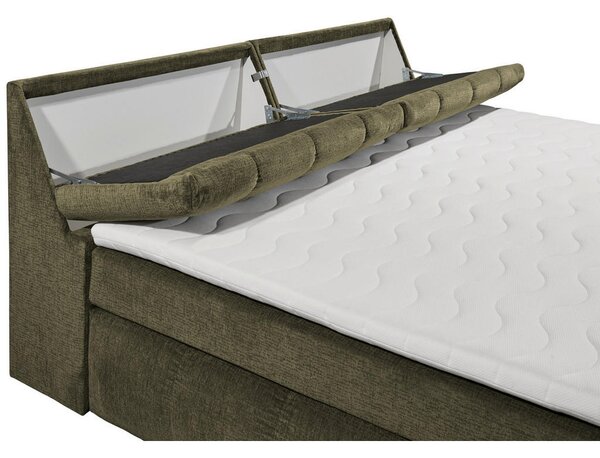 POSTELJA BOXSPRING 200 cm x 240 cm , tekstil, leseni material zelena
