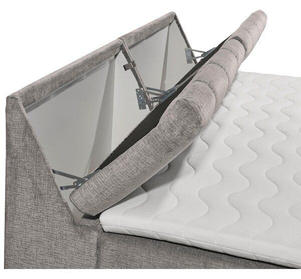 POSTELJA BOXSPRING 200 cm x 240 cm , tekstil, leseni material sivorjava