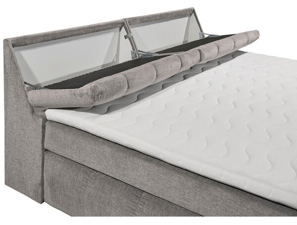 POSTELJA BOXSPRING 200 cm x 240 cm , tekstil, leseni material sivorjava