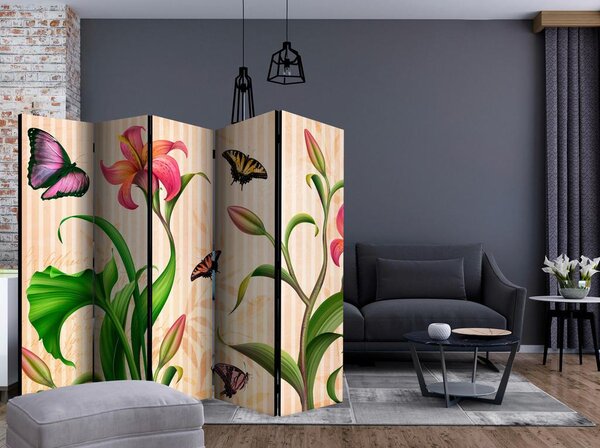 Artgeist Paravan Vintage Lilly I, 5-Delni, Dvostranski