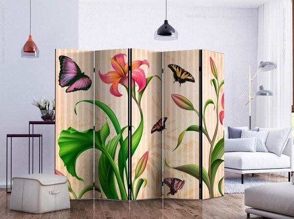 Artgeist Paravan Vintage Lilly I, 5-Delni, Dvostranski