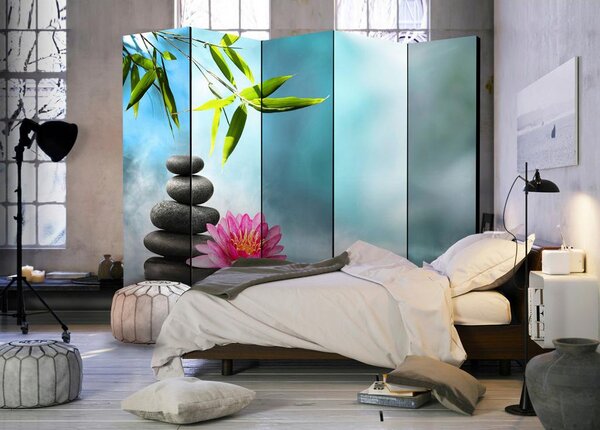 Artgeist Paravan Water Lilly And Zen Stones I, 5-Delni, Enostranski