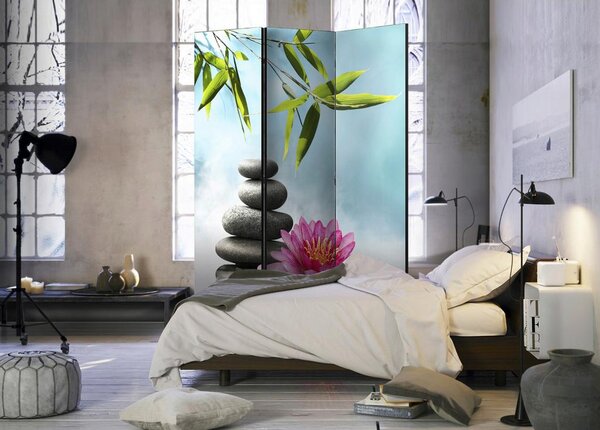 Artgeist Paravan Water Lilly And Zen Stones, 3-Delni, Dvostranski