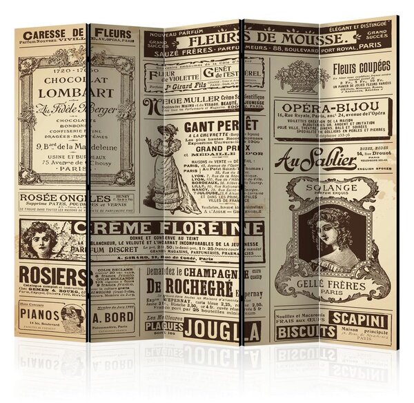 Artgeist Paravan Vintage Magazines I, 5-Delni, Dvostranski