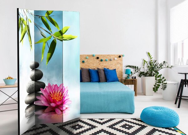 Artgeist Paravan Water Lilly And Zen Stones, 3-Delni, Dvostranski
