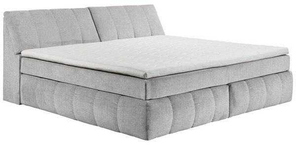 POSTELJA BOXSPRING 200 cm x 240 cm , tekstil, leseni material srebrne barve
