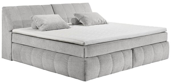 POSTELJA BOXSPRING 200 cm x 240 cm , tekstil, leseni material srebrne barve