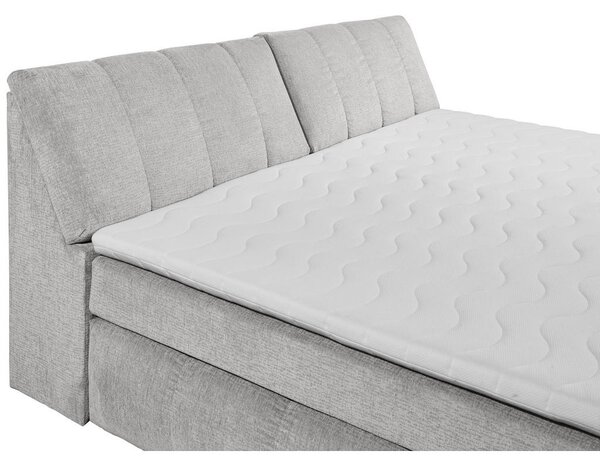 POSTELJA BOXSPRING 200 cm x 240 cm , tekstil, leseni material srebrne barve