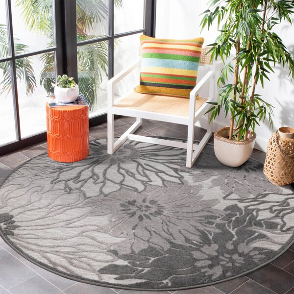 PREPROGA ZA ZUNANJO UPORABO Floral 120 cm tkano siva, svetlo siva