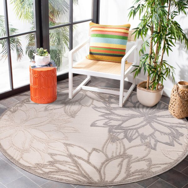 PREPROGA ZA ZUNANJO UPORABO Floral 120 cm tkano krem barve, bež