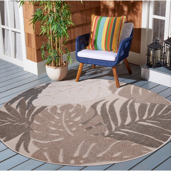 PREPROGA ZA ZUNANJO UPORABO Floral 120 cm tkano rjava, bež