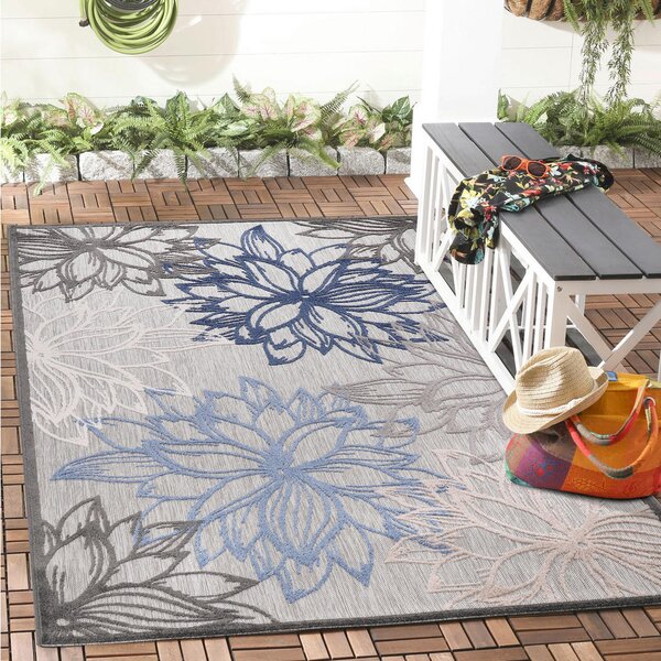 TEKAČ Floral 80/200 cm tkano bela, siva, modra