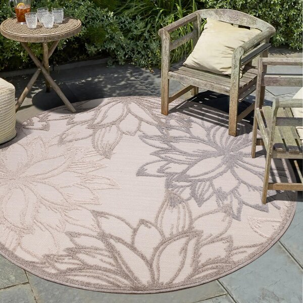 PREPROGA ZA ZUNANJO UPORABO Floral 120 cm tkano krem barve, bež