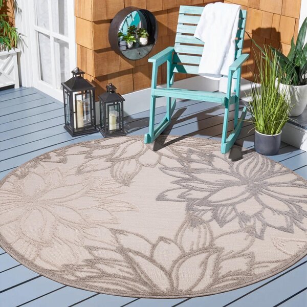 PREPROGA ZA ZUNANJO UPORABO Floral 120 cm tkano krem barve, bež