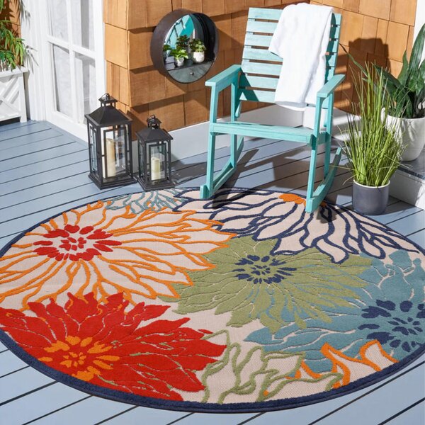 PREPROGA ZA ZUNANJO UPORABO Floral 120 cm tkano rdeča