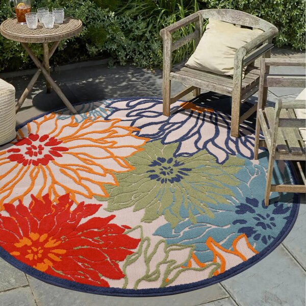 PREPROGA ZA ZUNANJO UPORABO Floral 120 cm tkano rdeča