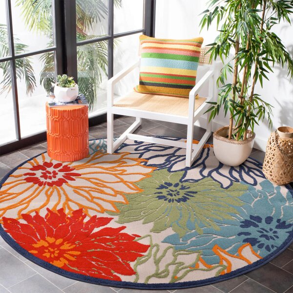 PREPROGA ZA ZUNANJO UPORABO Floral 120 cm tkano rdeča