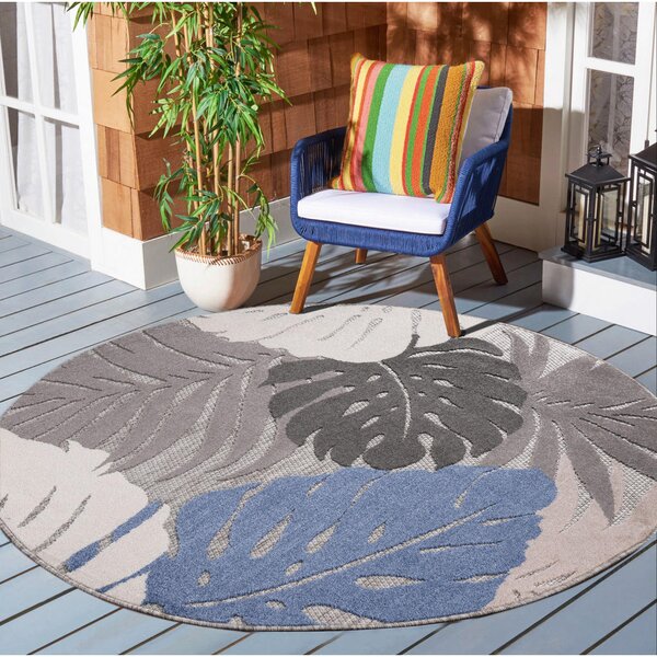PREPROGA ZA ZUNANJO UPORABO Floral 120 cm tkano modra